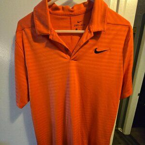 Nike Golf Dri-FIT standard fit orange striped polo shirt. Men's Medium